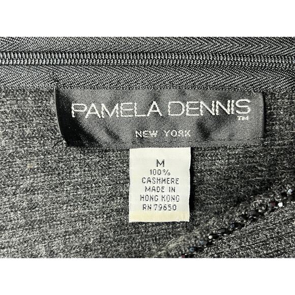 Pamela Dennis VTG Cashmere Gray Ribbed Beaded Sweater One Piece Body Suit M - Picture 6 of 7